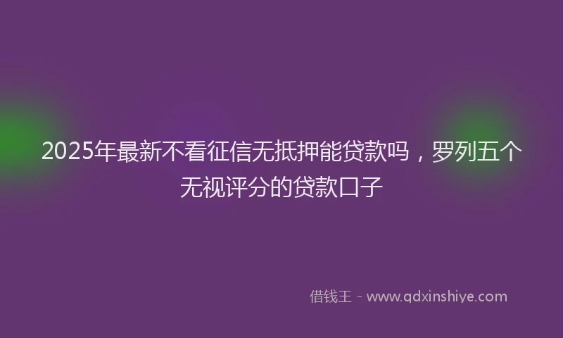 2025年最新不看征信无抵押能贷款吗，罗列五个无视评分的贷款口子