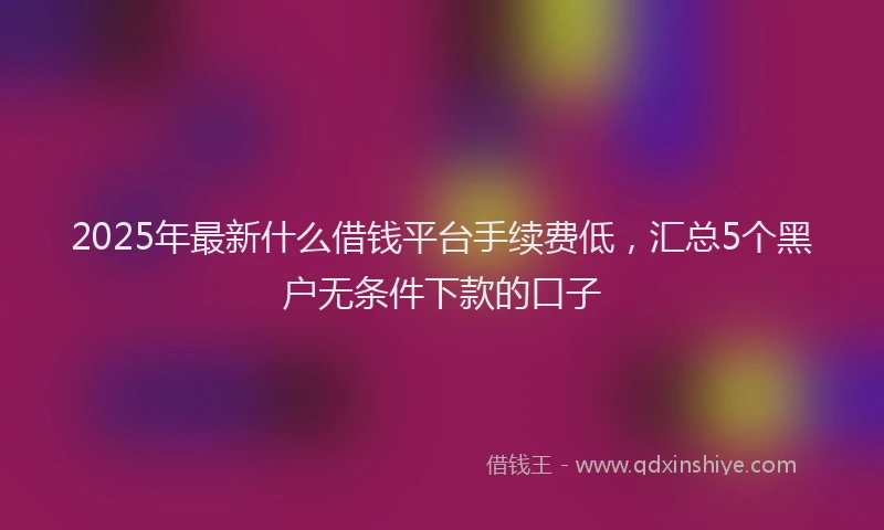 2025年最新什么借钱平台手续费低，汇总5个黑户无条件下款的口子
