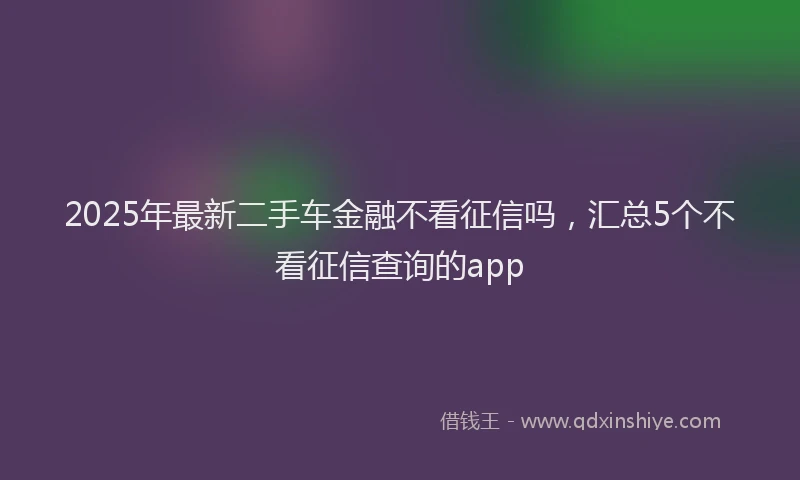2025年最新二手车金融不看征信吗，汇总5个不看征信查询的app