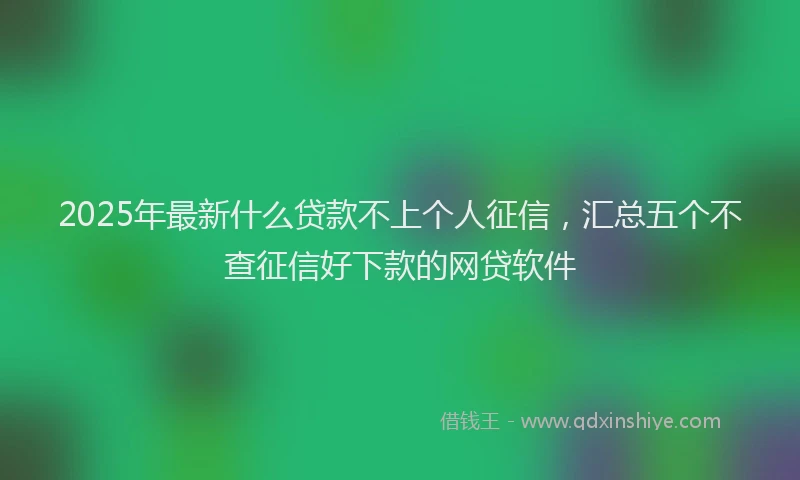 2025年最新什么贷款不上个人征信，汇总五个不查征信好下款的网贷软件