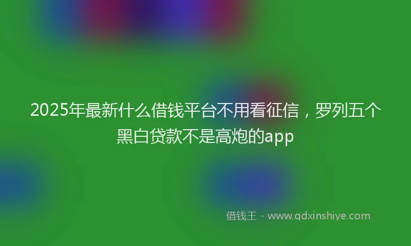 2025年最新什么借钱平台不用看征信，罗列五个黑白贷款不是高炮的app