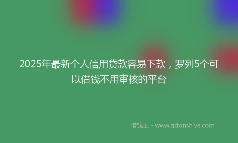 2025年最新个人信用贷款容易下款，罗列5个可以借钱不用审核的平台