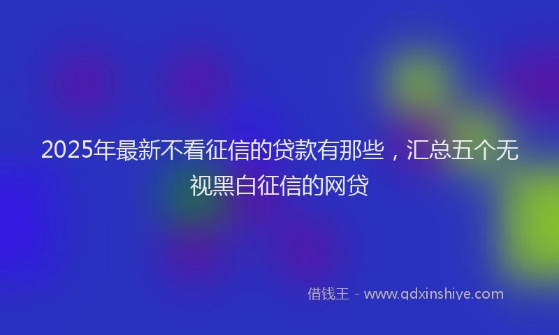 2025年最新不看征信的贷款有那些，汇总五个无视黑白征信的网贷