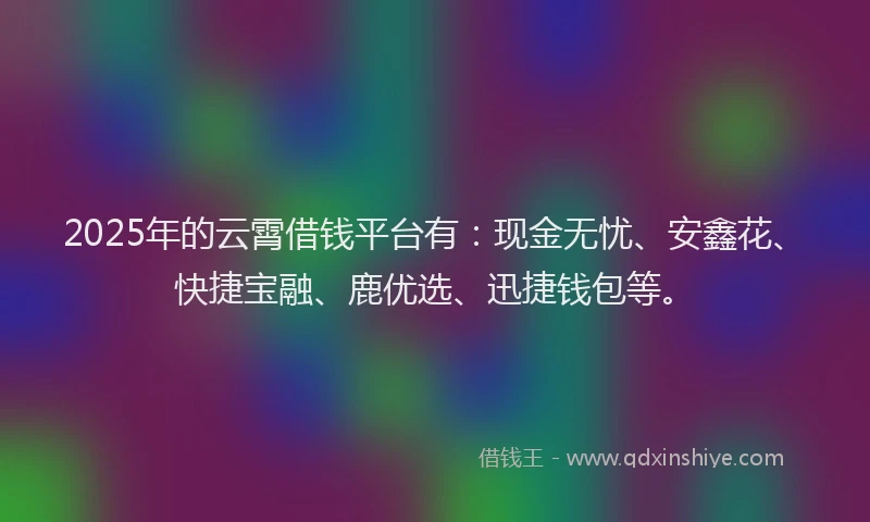 2025年的云霄借钱平台有：现金无忧、安鑫花、快捷宝融、鹿优选、迅捷钱包等。