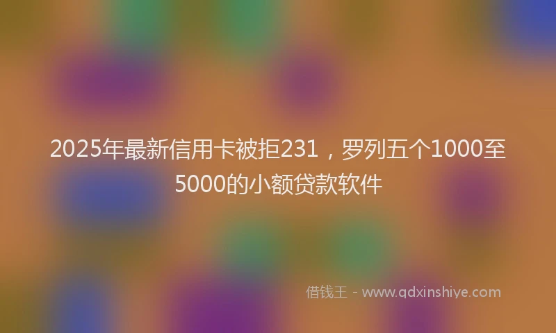 2025年最新信用卡被拒231，罗列五个1000至5000的小额贷款软件
