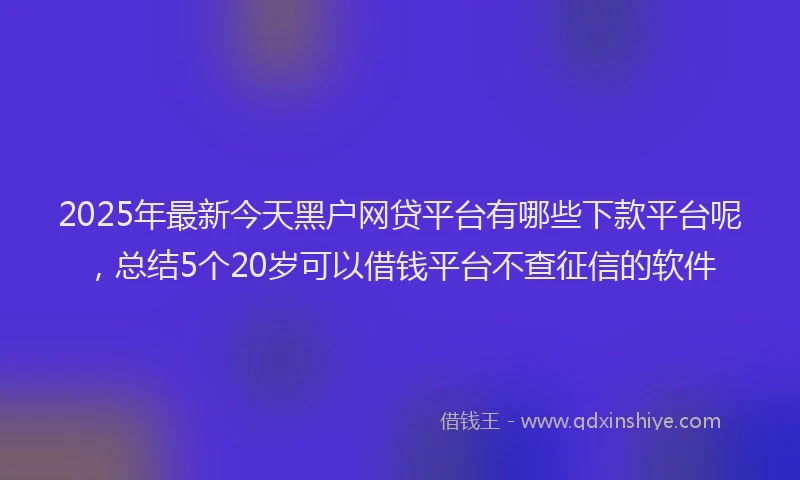 2025年最新今天黑户网贷平台有哪些下款平台呢，总结5个20岁可以借钱平台不查征信的软件