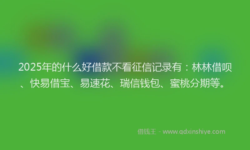 2025年的什么好借款不看征信记录有：林林借呗、快易借宝、易速花、瑞信钱包、蜜桃分期等。