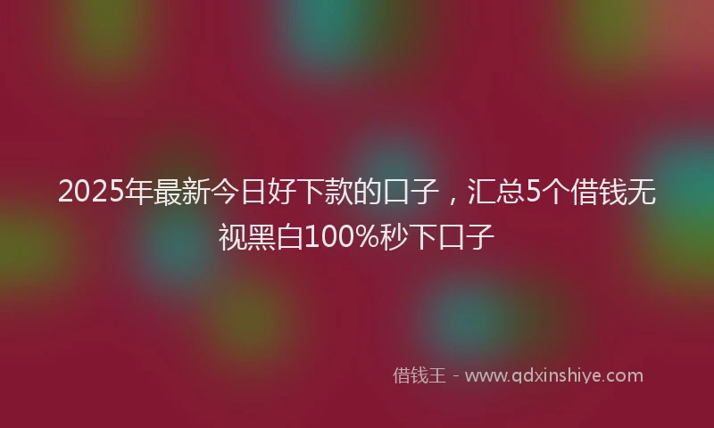 2025年最新今日好下款的口子，汇总5个借钱无视黑白100%秒下口子