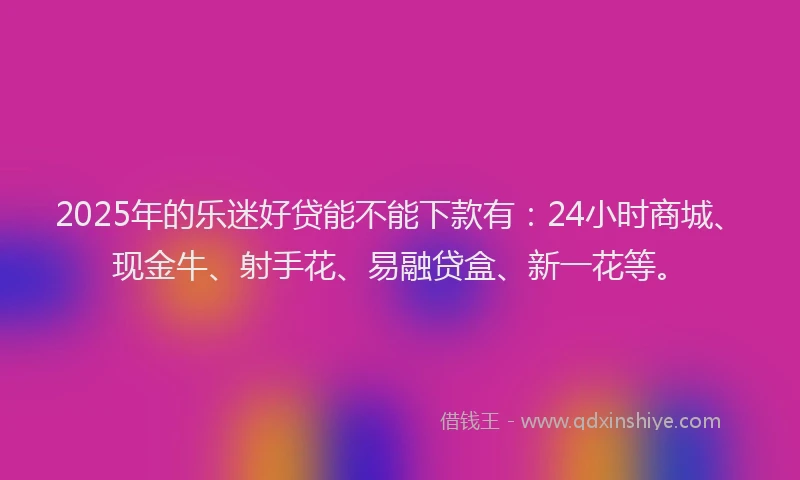 2025年的乐迷好贷能不能下款有：24小时商城、现金牛、射手花、易融贷盒、新一花等。
