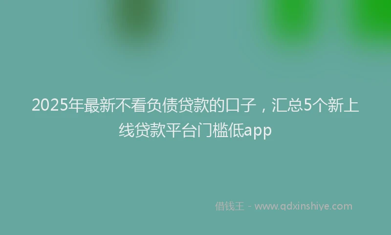 2025年最新不看负债贷款的口子，汇总5个新上线贷款平台门槛低app