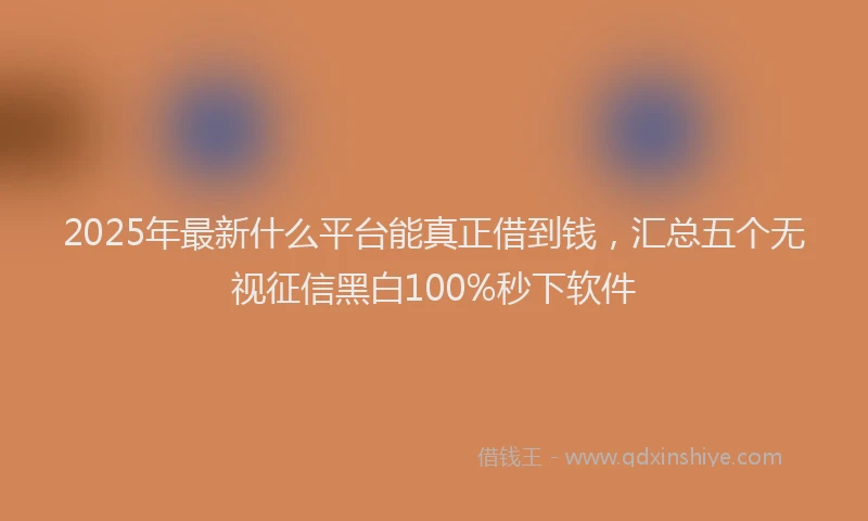 2025年最新什么平台能真正借到钱，汇总五个无视征信黑白100%秒下软件