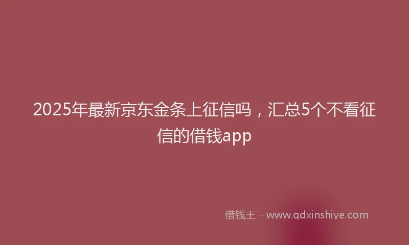 2025年最新京东金条上征信吗，汇总5个不看征信的借钱app