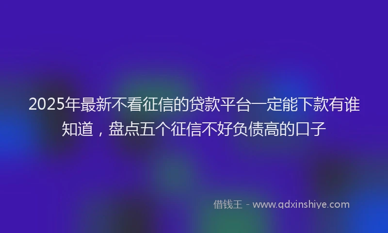 2025年最新不看征信的贷款平台一定能下款有谁知道，盘点五个征信不好负债高的口子