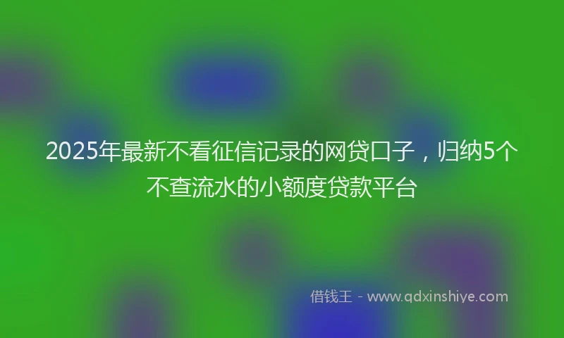 2025年最新不看征信记录的网贷口子，归纳5个不查流水的小额度贷款平台