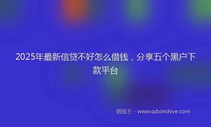 2025年最新信贷不好怎么借钱，分享五个黑户下款平台