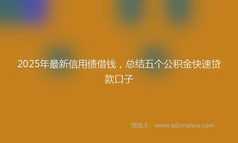 2025年最新信用债借钱，总结五个公积金快速贷款口子