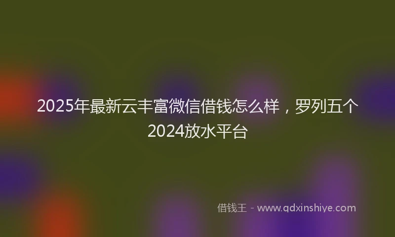 2025年最新云丰富微信借钱怎么样，罗列五个2024放水平台