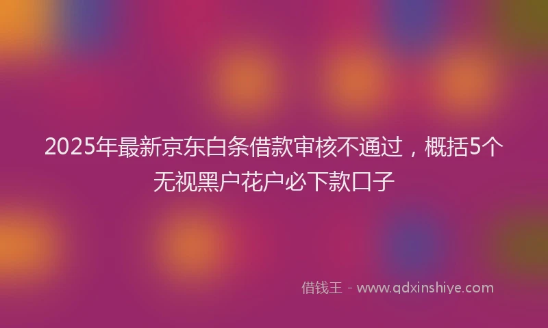 2025年最新京东白条借款审核不通过，概括5个无视黑户花户必下款口子