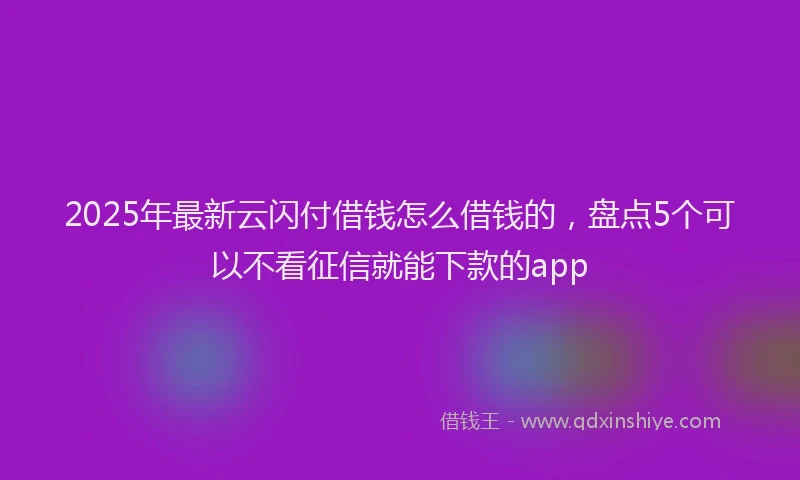 2025年最新云闪付借钱怎么借钱的，盘点5个可以不看征信就能下款的app