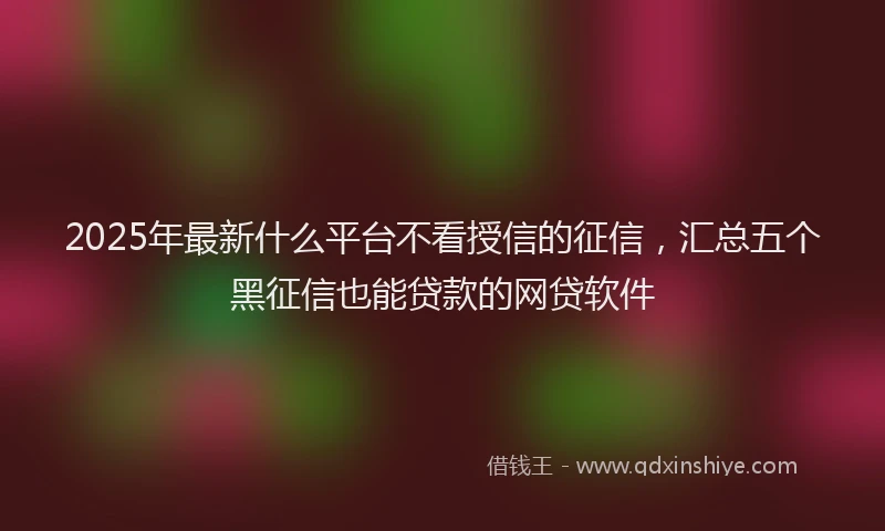 2025年最新什么平台不看授信的征信，汇总五个黑征信也能贷款的网贷软件