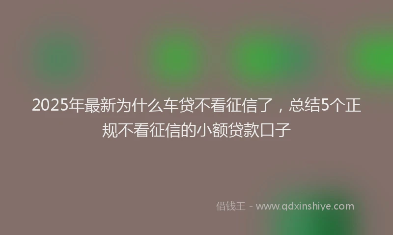 2025年最新为什么车贷不看征信了，总结5个正规不看征信的小额贷款口子