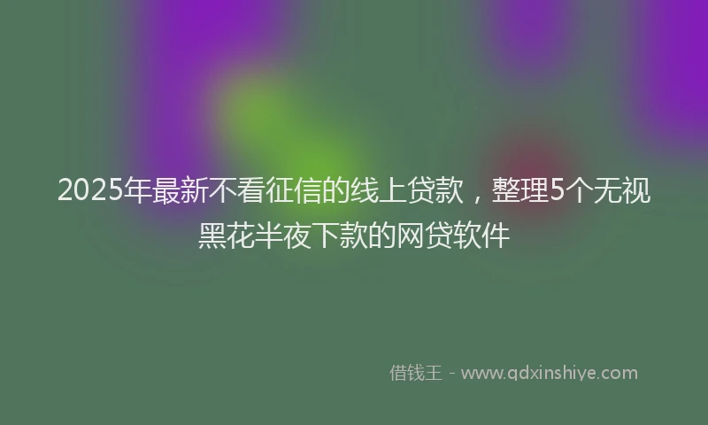 2025年最新不看征信的线上贷款，整理5个无视黑花半夜下款的网贷软件