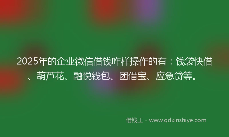 2025年的企业微信借钱咋样操作的有：钱袋快借、葫芦花、融悦钱包、团借宝、应急贷等。