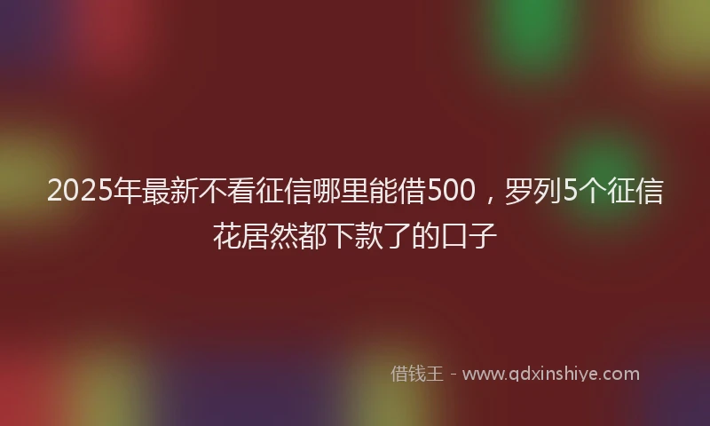 2025年最新不看征信哪里能借500，罗列5个征信花居然都下款了的口子