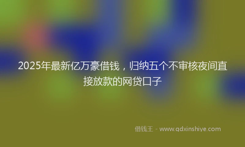 2025年最新亿万豪借钱，归纳五个不审核夜间直接放款的网贷口子
