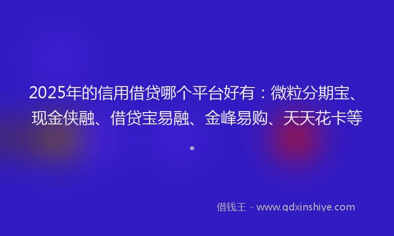 2025年的信用借贷哪个平台好有：微粒分期宝、现金侠融、借贷宝易融、金峰易购、天天花卡等。