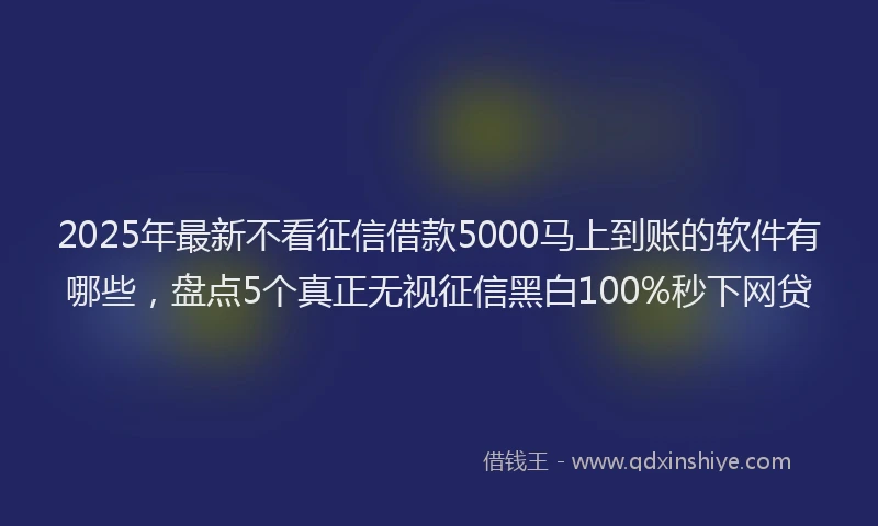 2025年最新不看征信借款5000马上到账的软件有哪些，盘点5个真正无视征信黑白100%秒下网贷