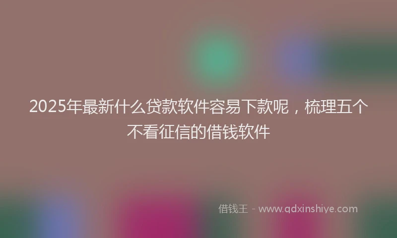 2025年最新什么贷款软件容易下款呢，梳理五个不看征信的借钱软件