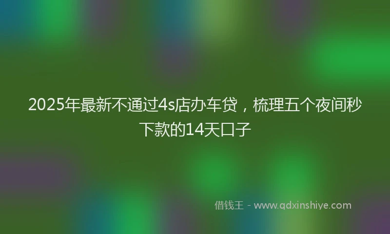 2025年最新不通过4s店办车贷，梳理五个夜间秒下款的14天口子