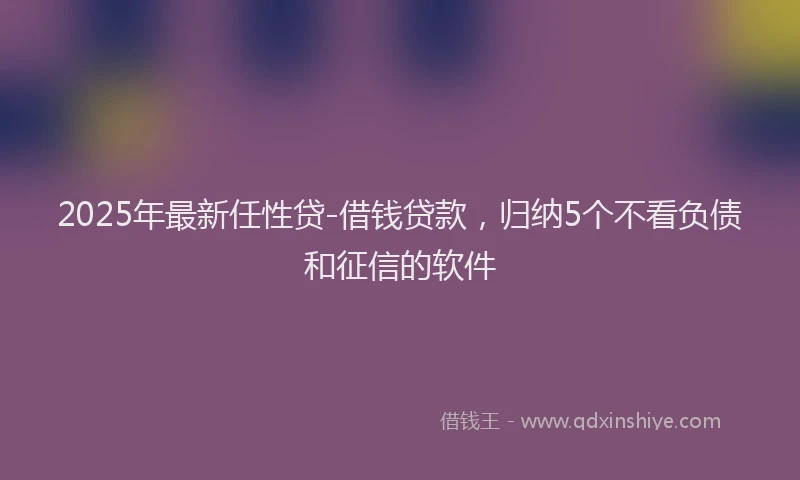 2025年最新任性贷-借钱贷款，归纳5个不看负债和征信的软件