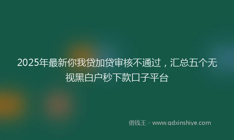 2025年最新你我贷加贷审核不通过，汇总五个无视黑白户秒下款口子平台