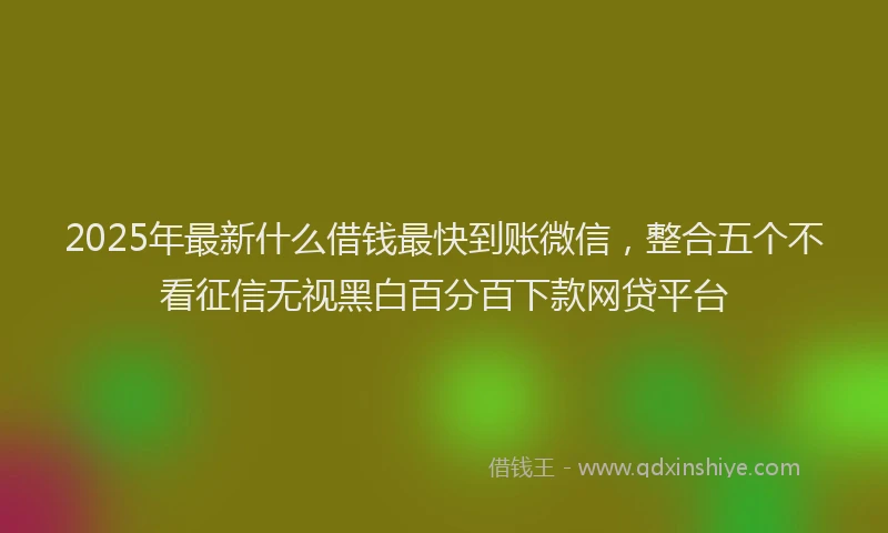 2025年最新什么借钱最快到账微信，整合五个不看征信无视黑白百分百下款网贷平台