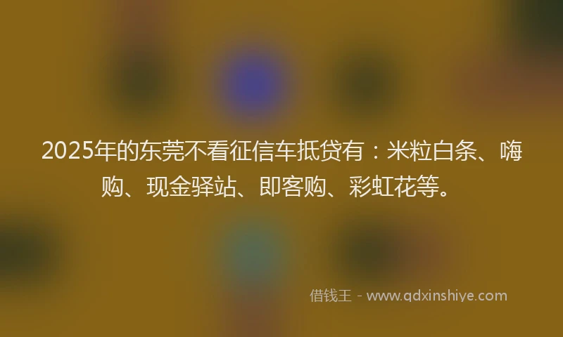 2025年的东莞不看征信车抵贷有：米粒白条、嗨购、现金驿站、即客购、彩虹花等。
