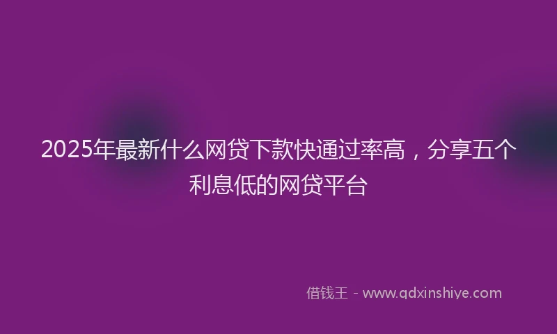2025年最新什么网贷下款快通过率高，分享五个利息低的网贷平台