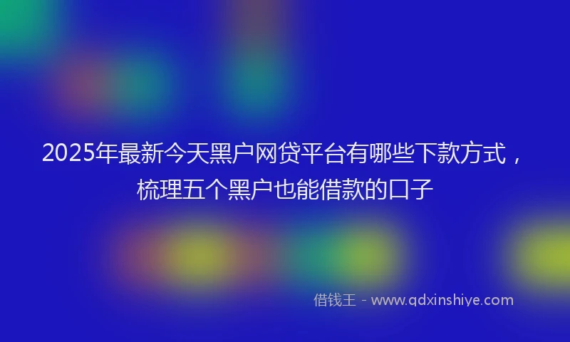 2025年最新今天黑户网贷平台有哪些下款方式，梳理五个黑户也能借款的口子