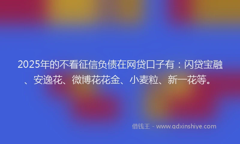 2025年的不看征信负债在网贷口子有：闪贷宝融、安逸花、微博花花金、小麦粒、新一花等。