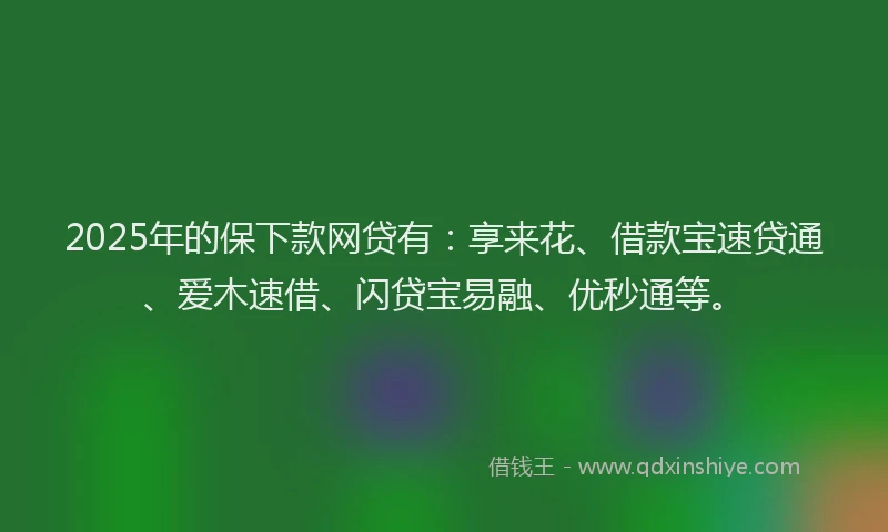 2025年的保下款网贷有：享来花、借款宝速贷通、爱木速借、闪贷宝易融、优秒通等。