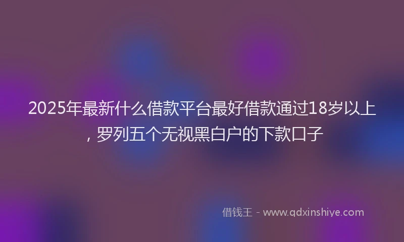 2025年最新什么借款平台最好借款通过18岁以上，罗列五个无视黑白户的下款口子