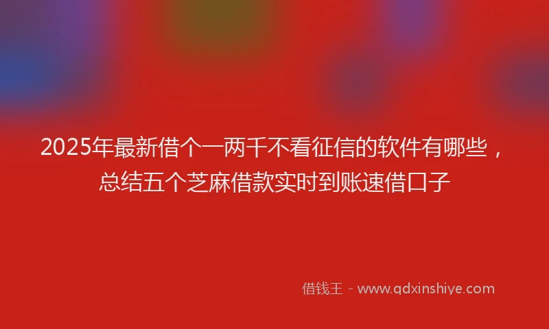 2025年最新借个一两千不看征信的软件有哪些，总结五个芝麻借款实时到账速借口子