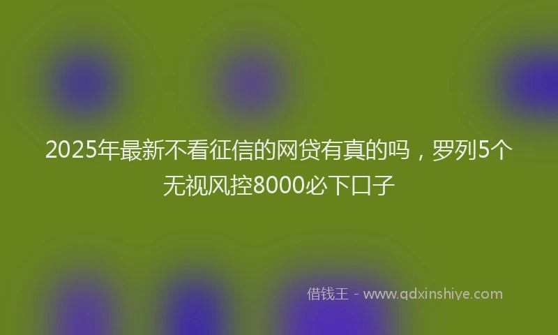 2025年最新不看征信的网贷有真的吗，罗列5个无视风控8000必下口子