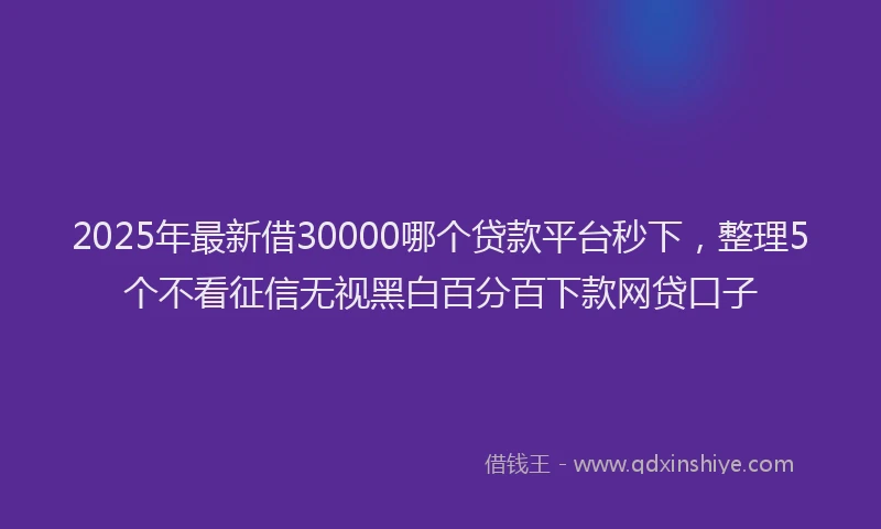 2025年最新借30000哪个贷款平台秒下，整理5个不看征信无视黑白百分百下款网贷口子