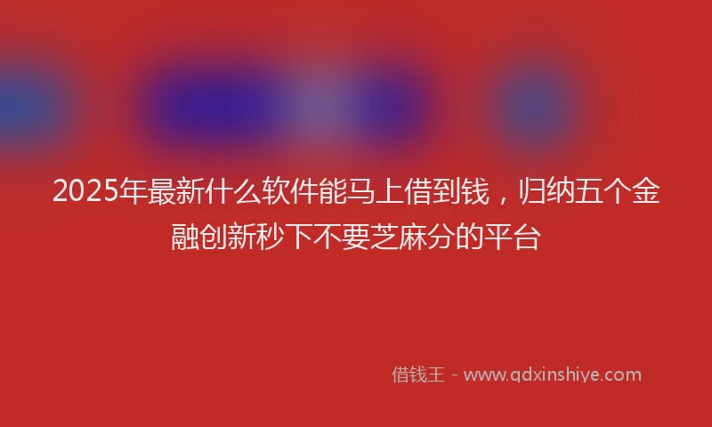 2025年最新什么软件能马上借到钱，归纳五个金融创新秒下不要芝麻分的平台