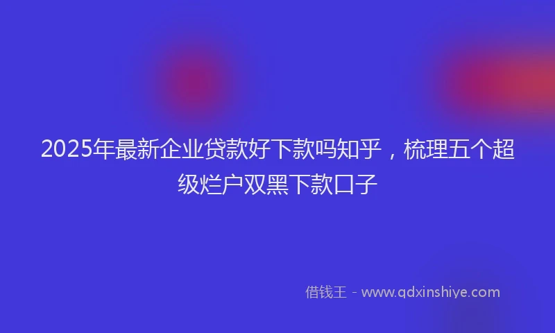 2025年最新企业贷款好下款吗知乎，梳理五个超级烂户双黑下款口子