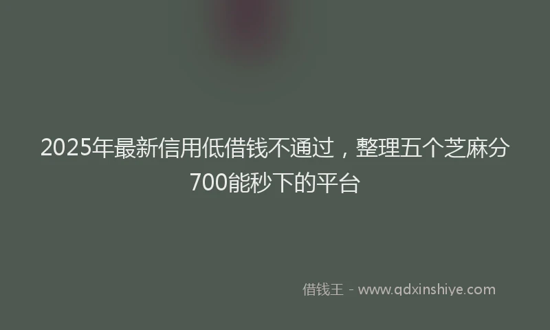 2025年最新信用低借钱不通过，整理五个芝麻分700能秒下的平台