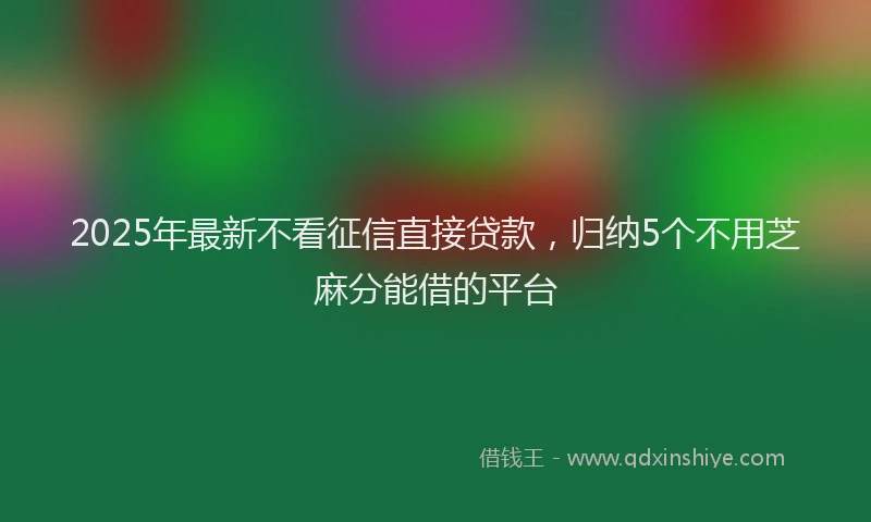 2025年最新不看征信直接贷款，归纳5个不用芝麻分能借的平台