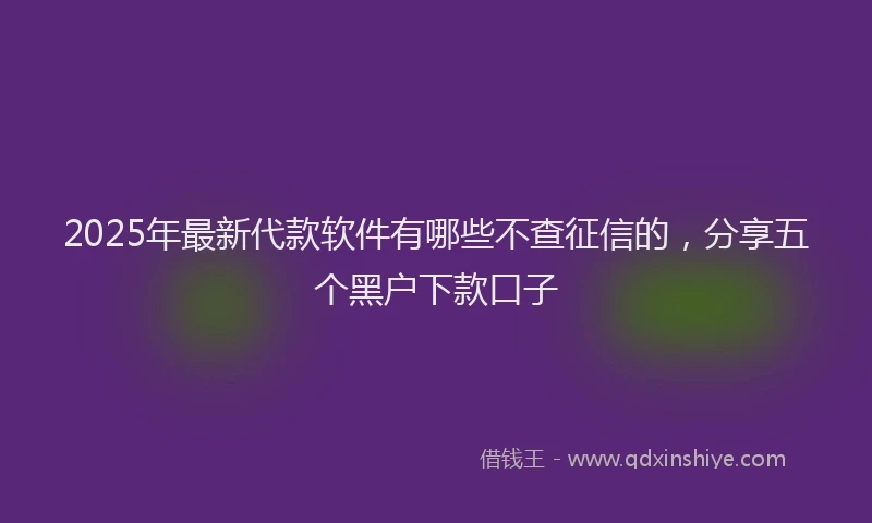 2025年最新代款软件有哪些不查征信的，分享五个黑户下款口子